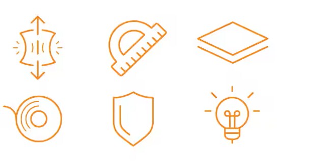 Group of icons symbolizing wrap installer benefits.
