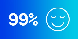 99% with icon showing a happy face
