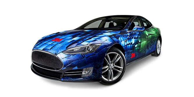 Blue vehicicle with Envision Luster Wrap Overlaminate 8549l
